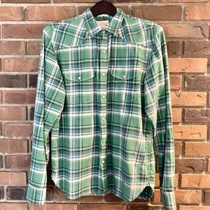 Lucky Brand Western Shirt - Green Plaid - Medium
